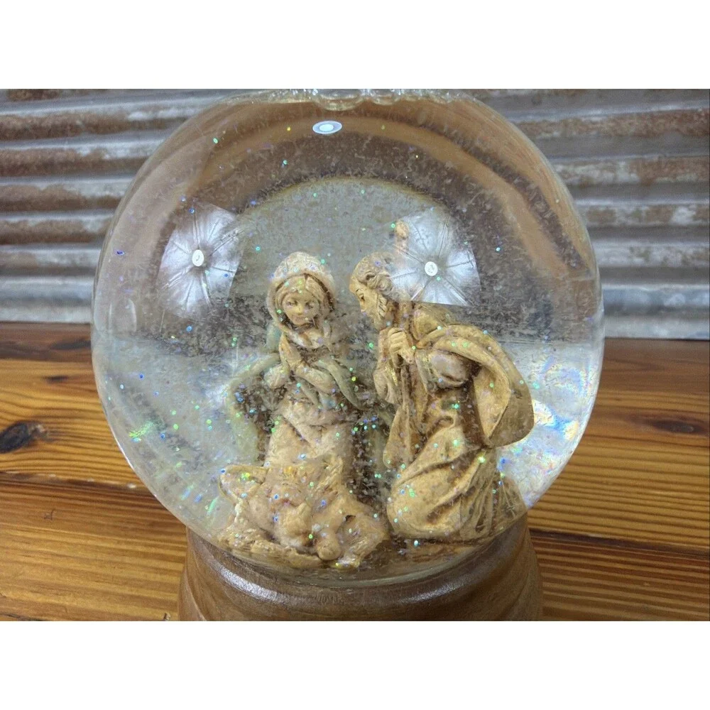 Fontanini Holy Family Glitterdome Snow Globe Musical “O Holy Night” Roman 1989